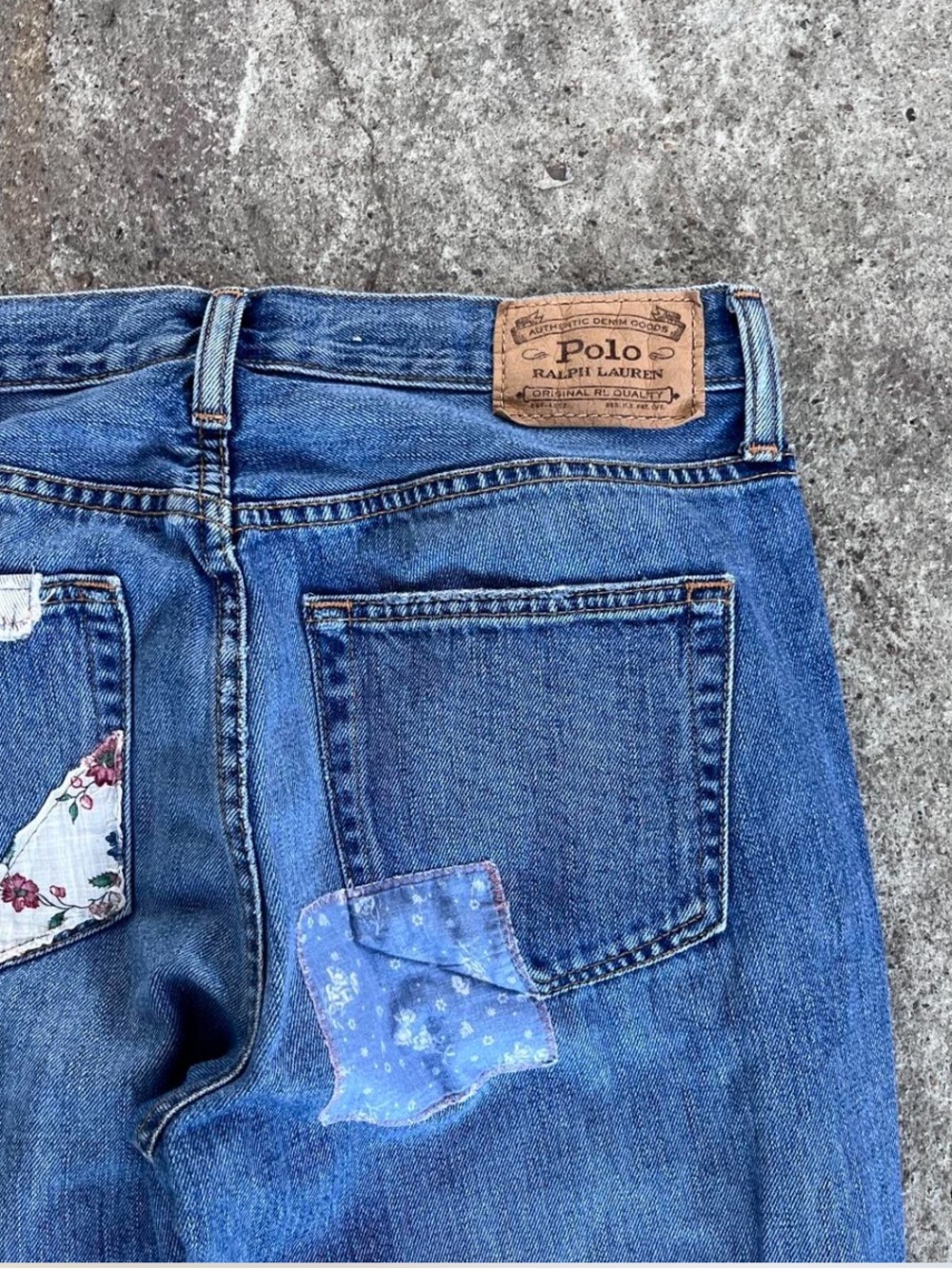 Polo Ralph Lauren Patchwork Distressed Blue Boyfriend Denim Jeans, size 26 - Picture 4 of 8